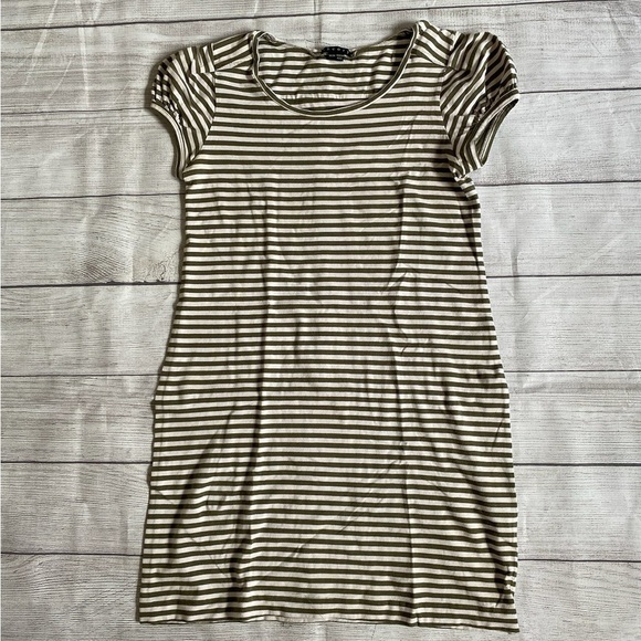 Theory Olive and White Puff Sleeve Fitted Mini Dress Size M - Picture 2 of 5